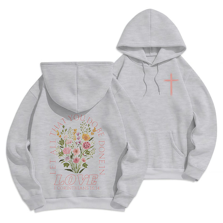 Christianartworkshop Do All In Love Scripture Floral Fleece Lined Polyester Hoodie - Gris - 2XL - image 15