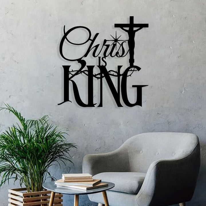 Christianartworkshop Décoration murale en métal Thorn-Accent « Christ est roi » : Un réconfort saisissant empreint de sens sacré - image 3