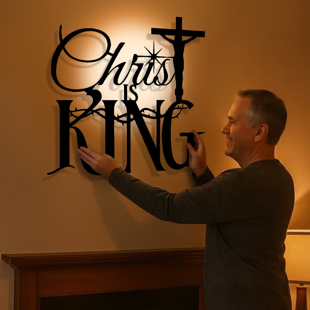 Christianartworkshop Décoration murale en métal Thorn-Accent « Christ est roi » : Un réconfort saisissant empreint de sens sacré - image 1