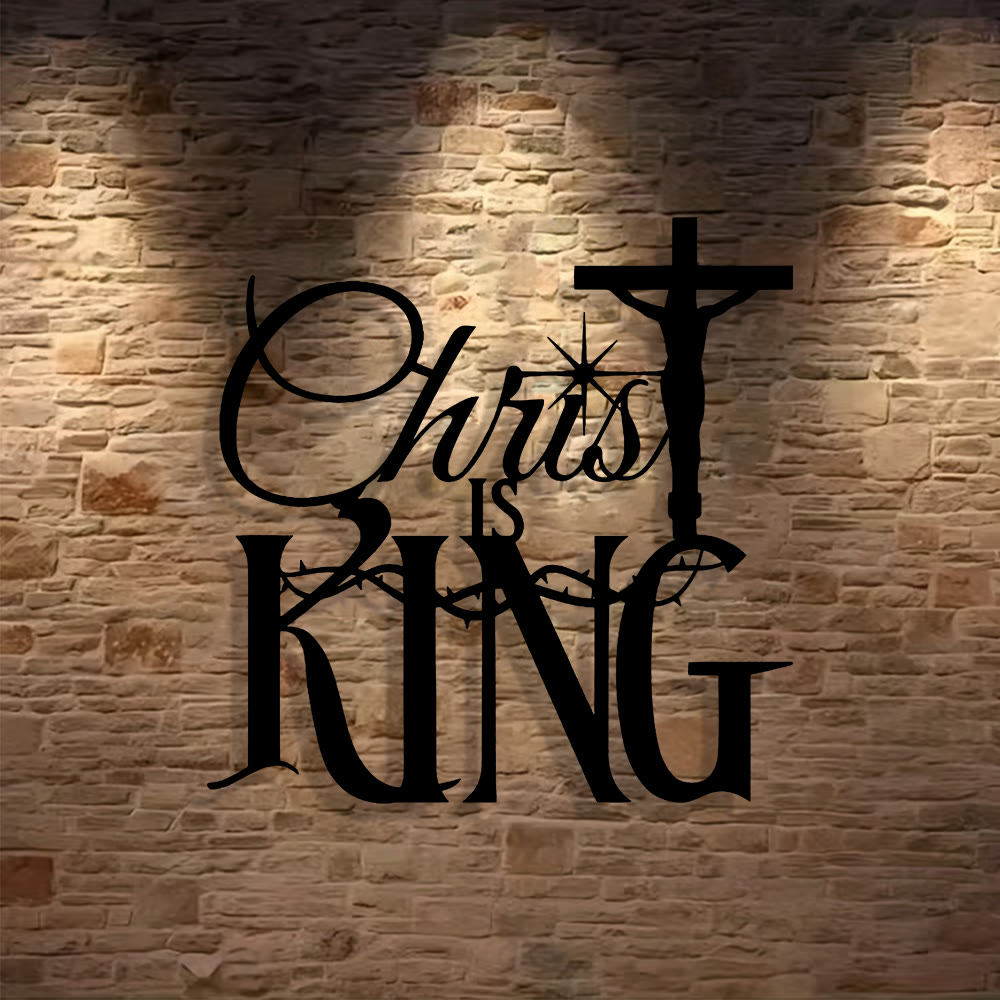 Christianartworkshop Décoration murale en métal Thorn-Accent « Christ est roi » : Un réconfort saisissant empreint de sens sacré - image 2