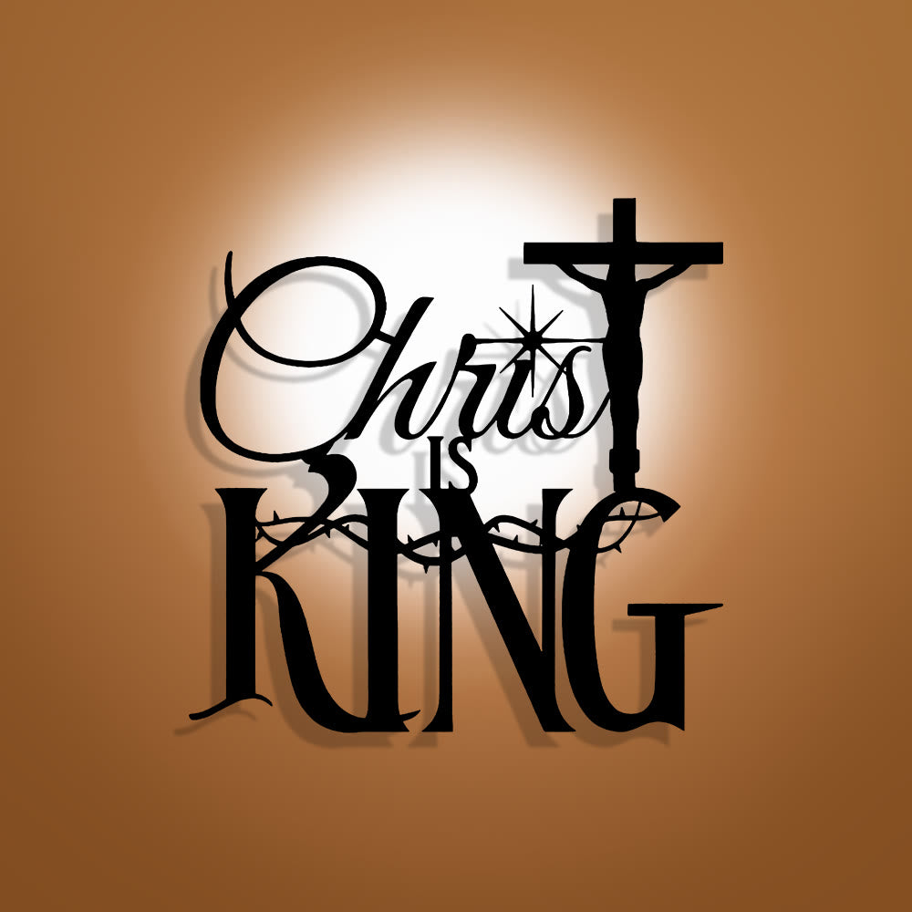 Christianartworkshop Décoration murale en métal Thorn-Accent « Christ est roi » : Un réconfort saisissant empreint de sens sacré - 14,96''*14,96''/38cm*38cm - image 0