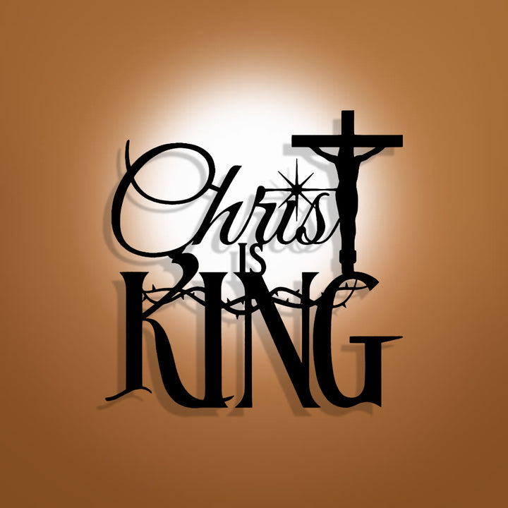 Christianartworkshop Décoration murale en métal Thorn-Accent « Christ est roi » : Un réconfort saisissant empreint de sens sacré - 14,96''*14,96''/38cm*38cm - image 0