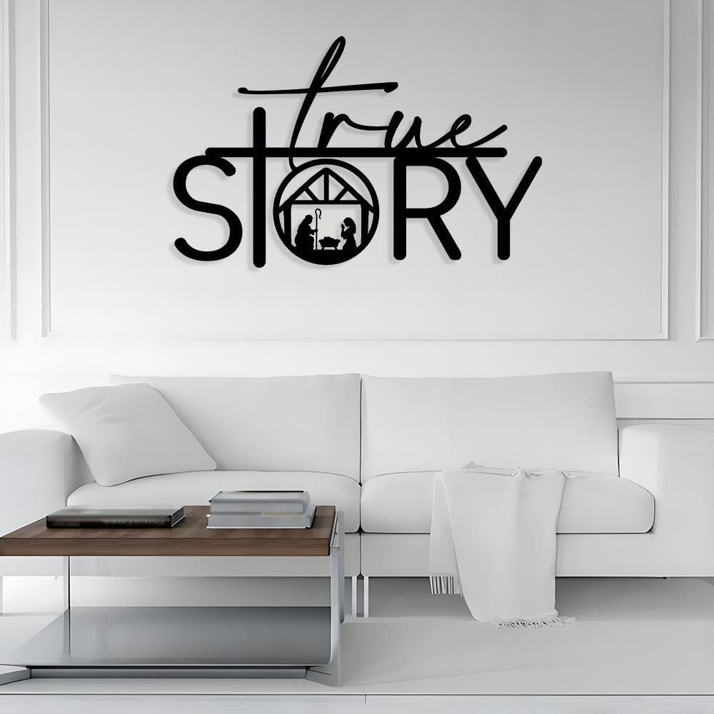 Christianartworkshop Décoration murale en métal « Histoire vraie et sacrée » : Un rappel discret du récit de la Nativité - image 2