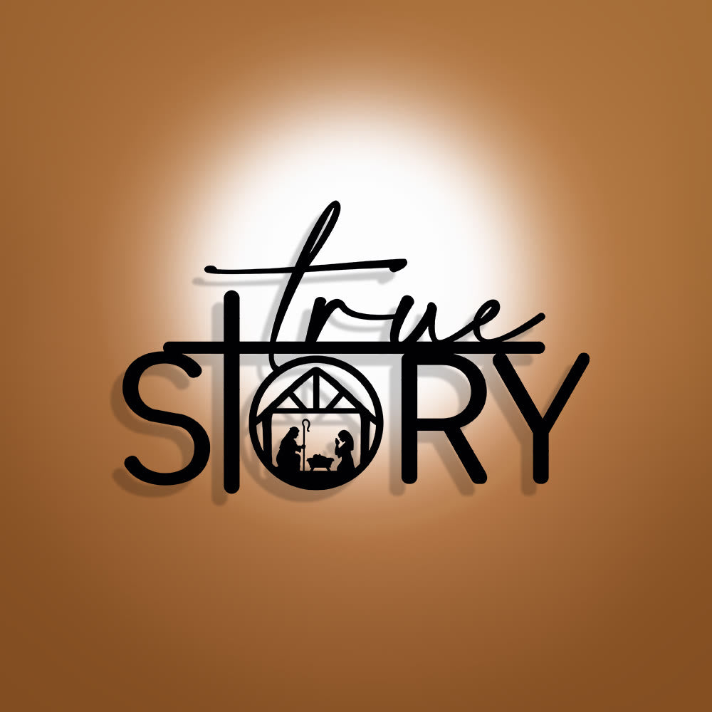 Christianartworkshop Décoration murale en métal « Histoire vraie et sacrée » : Un rappel discret du récit de la Nativité - 15,75''*9,80''/40cm*24,89cm - image 0