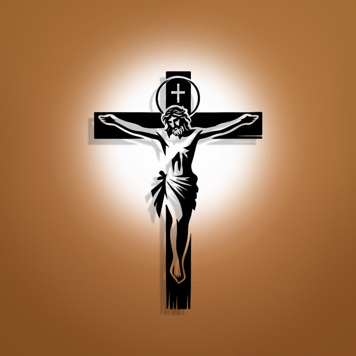 Christianartworkshop Crucifix auréolé en métal : Décoration murale vénérable du sacrifice divin - 11,13''*15,75''/28,28cm*40cm - image 0