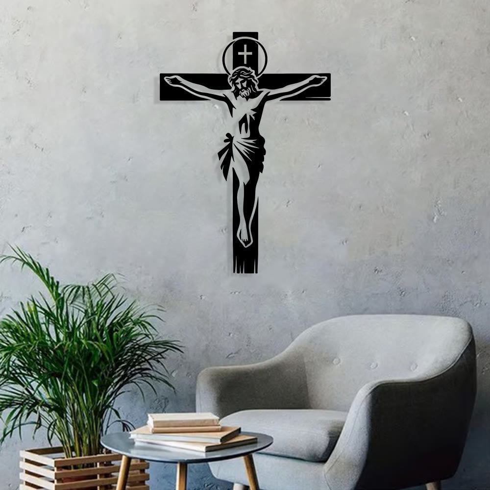 Christianartworkshop Crucifix auréolé en métal : Décoration murale vénérable du sacrifice divin - image 2