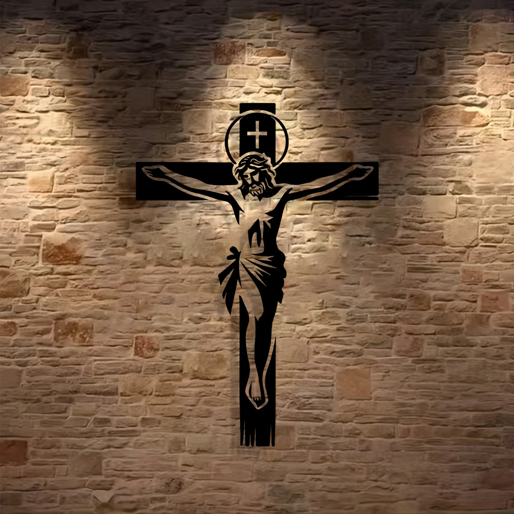 Christianartworkshop Crucifix auréolé en métal : Décoration murale vénérable du sacrifice divin - image 3