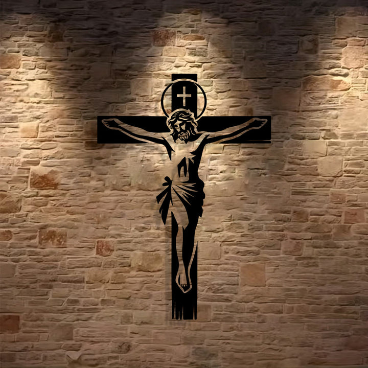 Christianartworkshop Crucifix auréolé en métal : Décoration murale vénérable du sacrifice divin - image 3