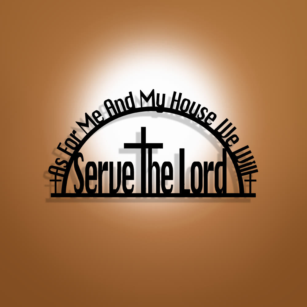 Christianartworkshop Quant à moi et ma maison, décoration murale en métal : douce invitation à la dévotion et à l'unité - 15,75''*8,08''/40cm*20,52cm - image 0