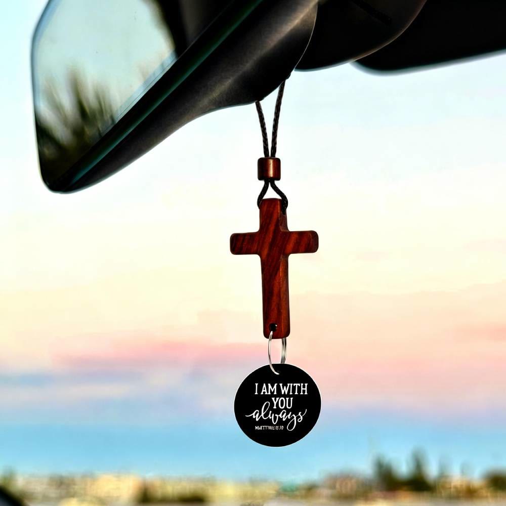 Christianartworkshop Croix décorative à suspendre pour voiture avec verset biblique : Cherchez un verset biblique chaque jour - Noir - image 2