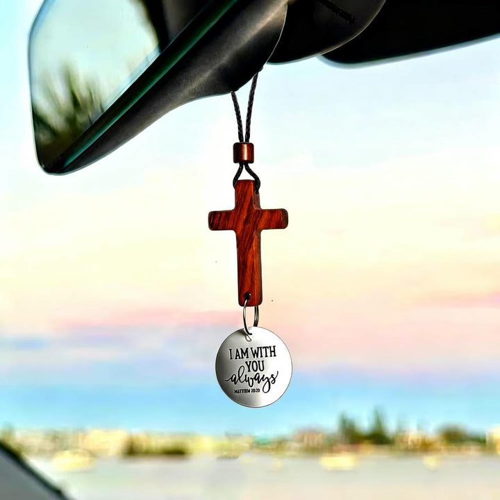 Christianartworkshop Croix décorative à suspendre pour voiture avec verset biblique : Cherchez un verset biblique chaque jour - Blanc - image 0
