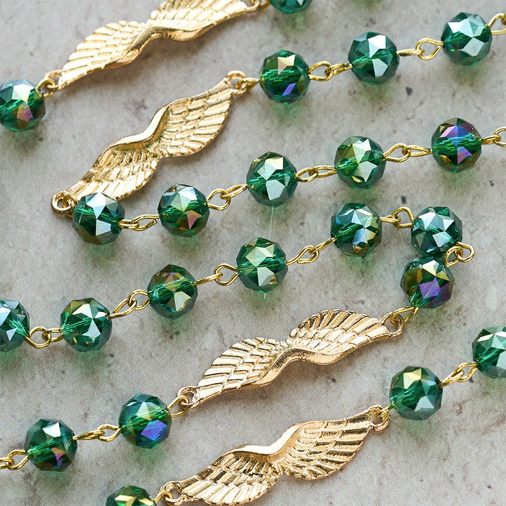 Christianartworkshop Chapelet en acrylique de l'Archange avec aile dorée : Compagnon rayonnant de douce grâce - image 8