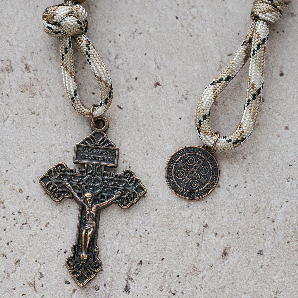 Christianartworkshop Chapelet de poche rustique en bronze avec croix et croix de saint Benoît en cuivre - image 7