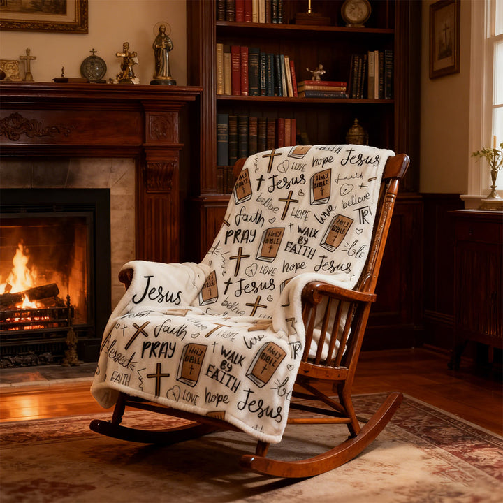 Christianartworkshop Couverture tapisserie Croix et Bible : Compagnon idéal de la grâce quotidienne - image 4