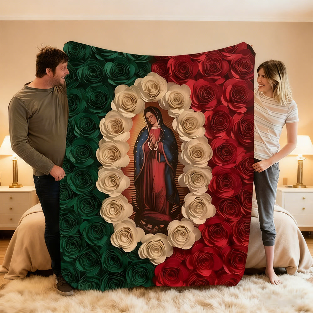 Christianartworkshop Couverture en tapisserie de la Sainte Vierge Marie : Compagnon chaleureux de la grâce quotidienne - image 1