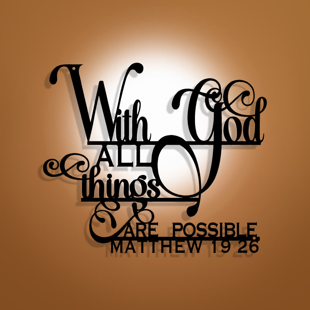 Christianartworkshop Matthieu 19:26 Décoration murale en métal « Avec Dieu » : Une foi audacieuse pour vos murs - 10,03''*11,81''/25,48*30 cm - image 0