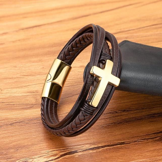 Bracelet en cuir tressé avec croix de Christianartworkshop : Une grâce constante pour vos poignets au quotidien - image 8