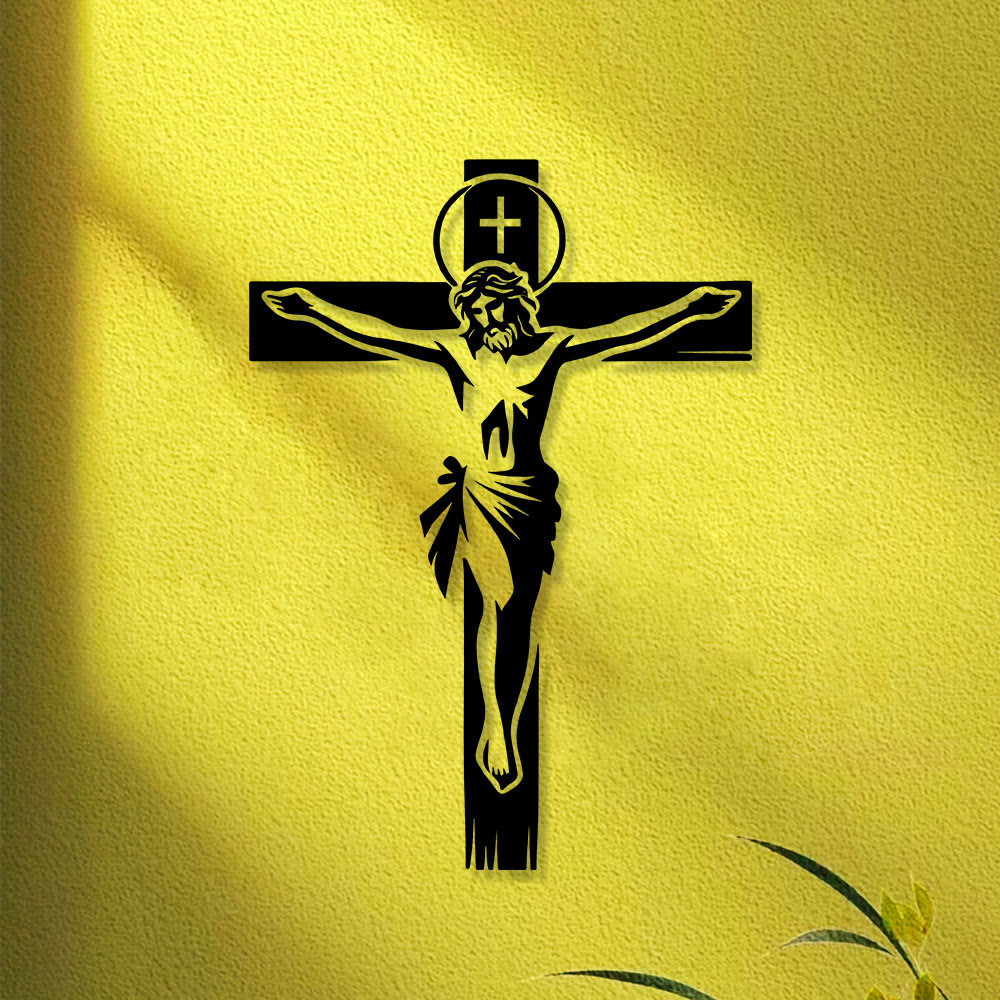 Christianartworkshop Crucifix auréolé en métal : Décoration murale vénérable du sacrifice divin - image 7