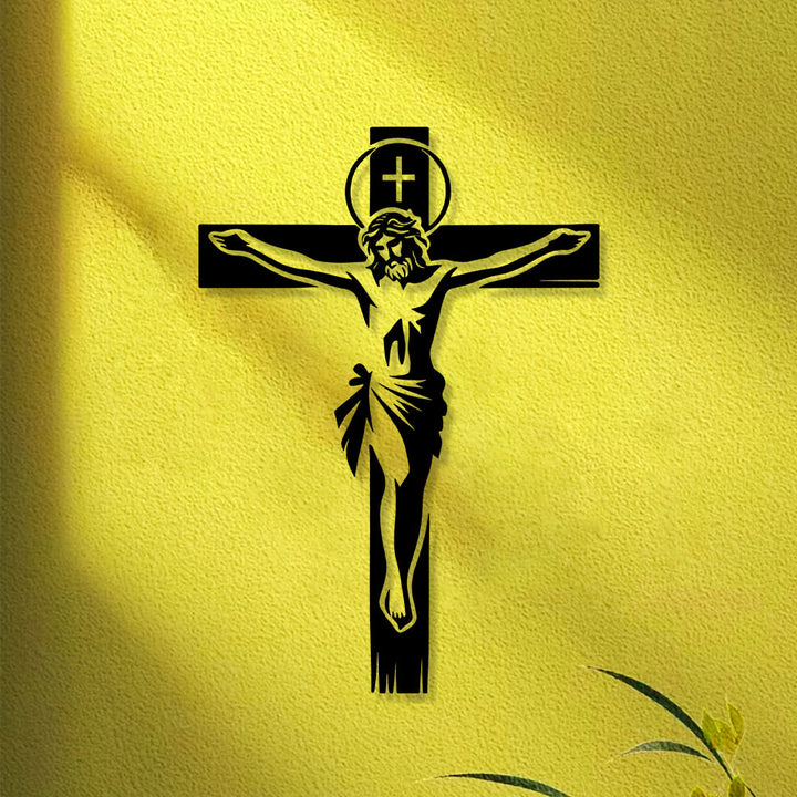 Christianartworkshop Crucifix auréolé en métal : Décoration murale vénérable du sacrifice divin - image 7
