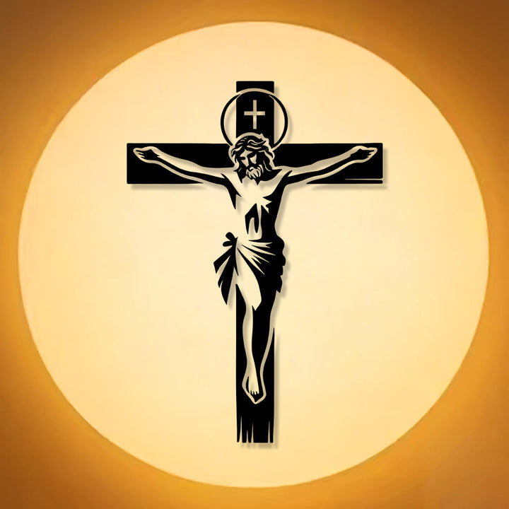 Christianartworkshop Crucifix auréolé en métal : Décoration murale vénérable du sacrifice divin - image 6