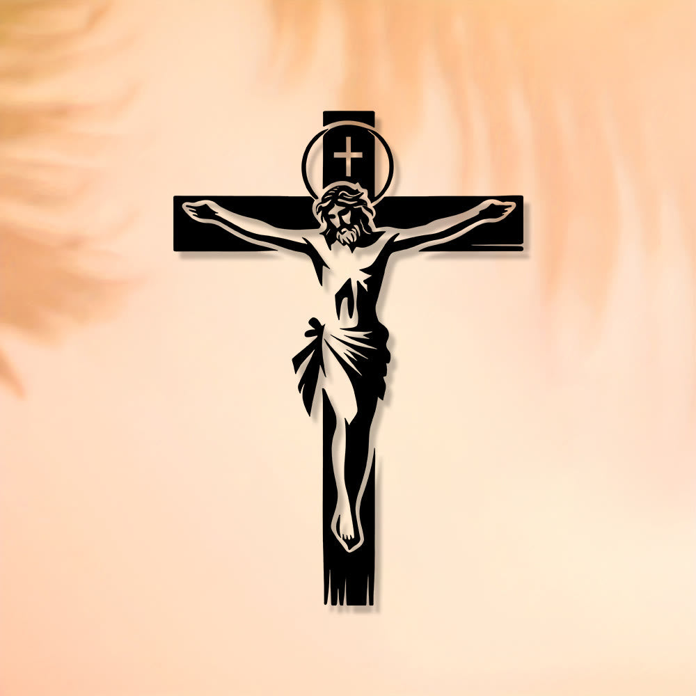 Christianartworkshop Crucifix auréolé en métal : Décoration murale vénérable du sacrifice divin - image 4