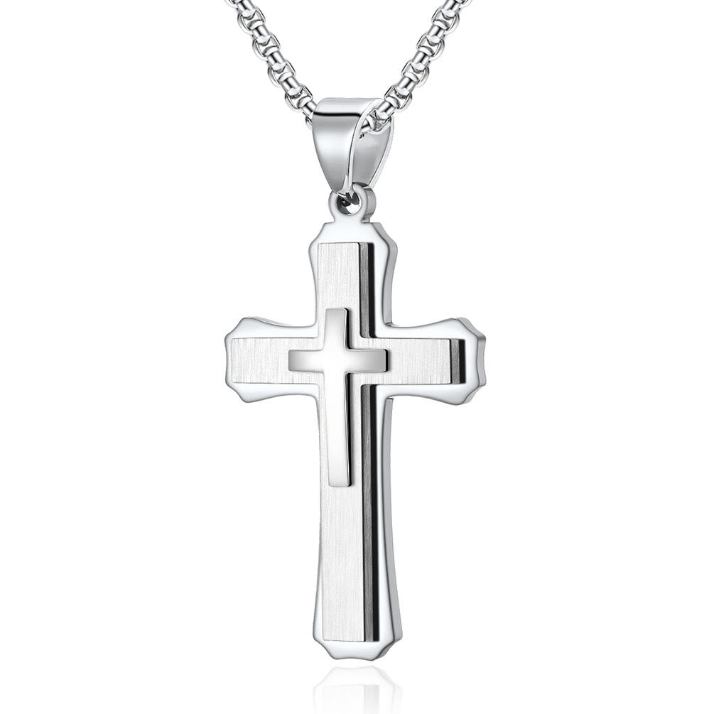 Christianartworkshop Collier croix à trois rangs : une foi personnalisée pour le quotidien - Argent - image 1
