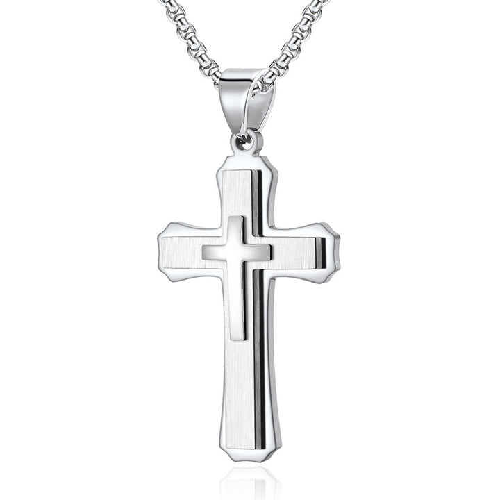 Christianartworkshop Collier croix à trois rangs : une foi personnalisée pour le quotidien - Argent - image 1