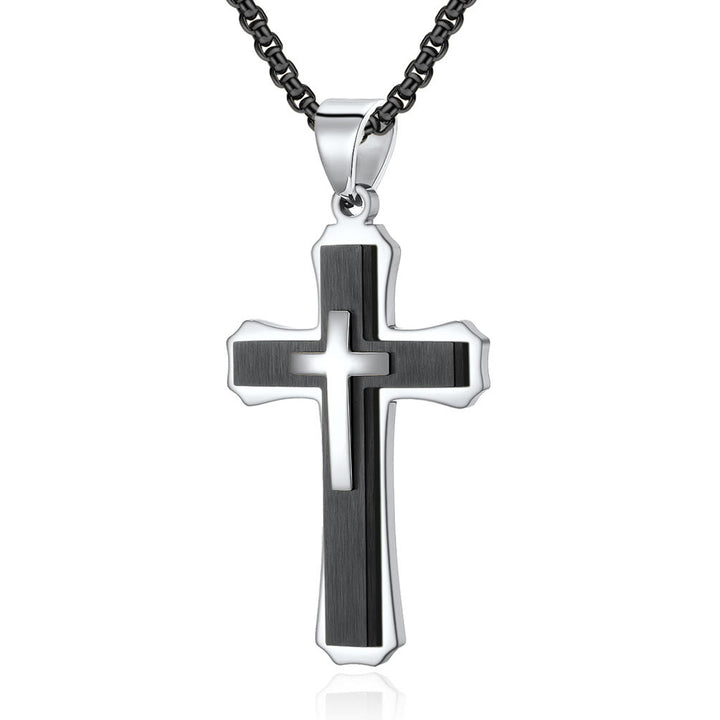 Christianartworkshop Collier croix à trois rangs : une foi personnalisée pour le quotidien - Argent et noir - image 3
