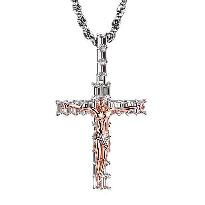 Christianartworkshop Collier crucifix en cuivre et zircon : Son sacrifice près de votre cœur - image 3