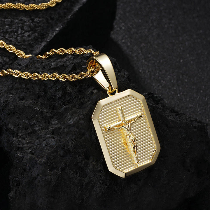 Christianartworkshop Collier avec pendentif crucifix : Son sacrifice près de votre cœur - Doré - image 4