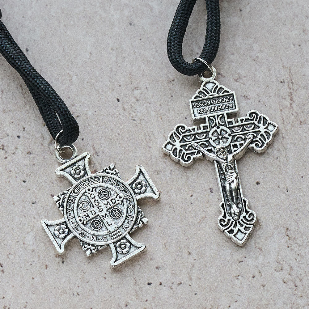 Christianartworkshop Pendentif de voiture double usage et chapelet de poche avec bouclier protecteur de saint Michel et saint Benoît et grâce repoussant le mal - image 7