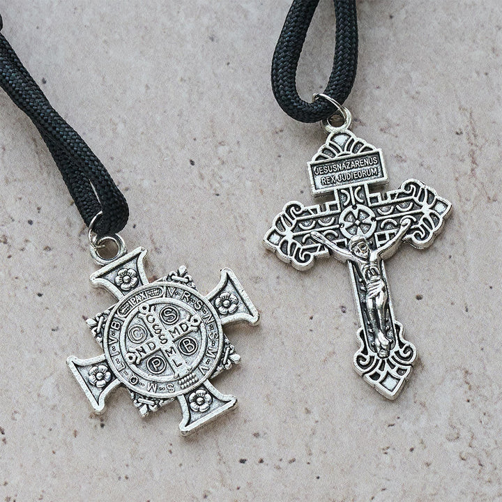 Christianartworkshop Pendentif de voiture double usage et chapelet de poche avec bouclier protecteur de saint Michel et saint Benoît et grâce repoussant le mal - image 7