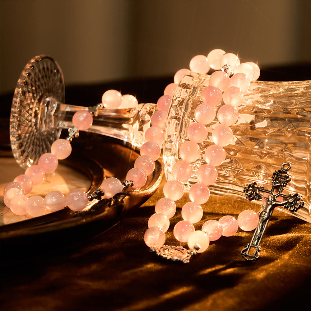 Christianartworkshop Chapelet à reflets changeants Divine Reflection : Éclosion du rose tendre au magenta passionné à la lumière du soleil - image 10