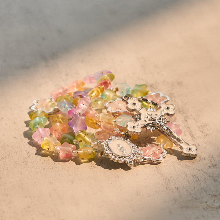 Christianartworkshop Chapelet Étoile Scintillante à Dégradé avec Notre-Dame et Crucifix : Une Foi Vivante pour la Dévotion Quotidienne - image 6