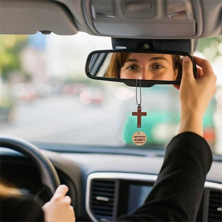 Christianartworkshop Pendentif de voiture en bois à 3 styles avec carte cadeau : Dévotion enveloppée de style naturel - image 6