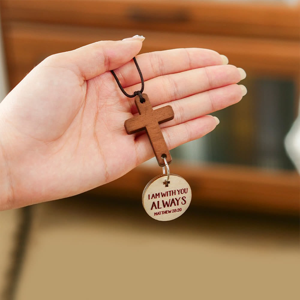 Christianartworkshop Pendentif de voiture en bois à 3 styles avec carte cadeau : Dévotion enveloppée de style naturel - image 7