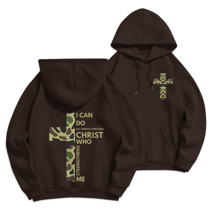 Christianartworkshop Philippiens 4:13 avec sweat à capuche en polyester doublé polaire camouflage croix - Brun - 2XL - image 12