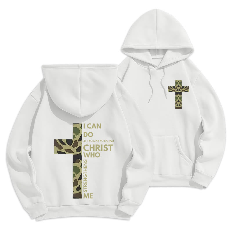 Christianartworkshop Philippiens 4:13 avec sweat à capuche en polyester doublé polaire camouflage croix - Blanc - 2XL - image 18