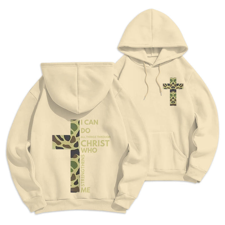 Christianartworkshop Philippiens 4:13 avec sweat à capuche en polyester doublé polaire camouflage croix - Beige - 2XL - image 6