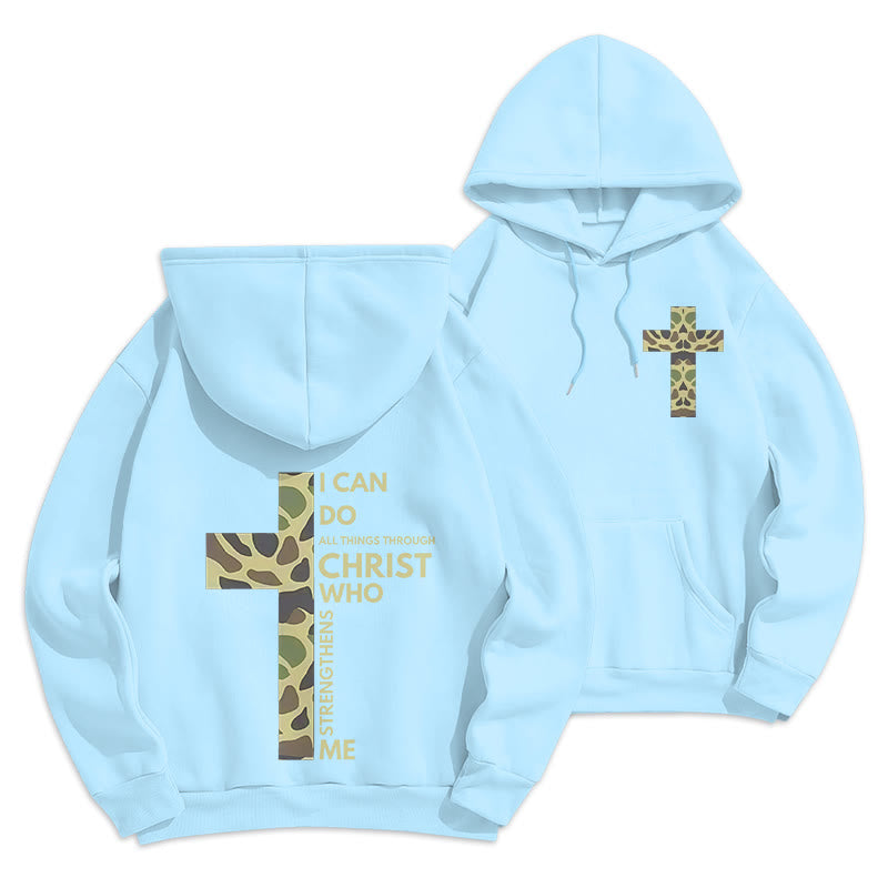 Christianartworkshop Philippiens 4:13 avec sweat à capuche en polyester doublé polaire camouflage croix - Bleu - 2XL - image 3