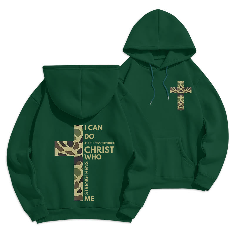 Christianartworkshop Philippiens 4:13 avec sweat à capuche en polyester doublé polaire camouflage croix - Vert - 2XL - image 9