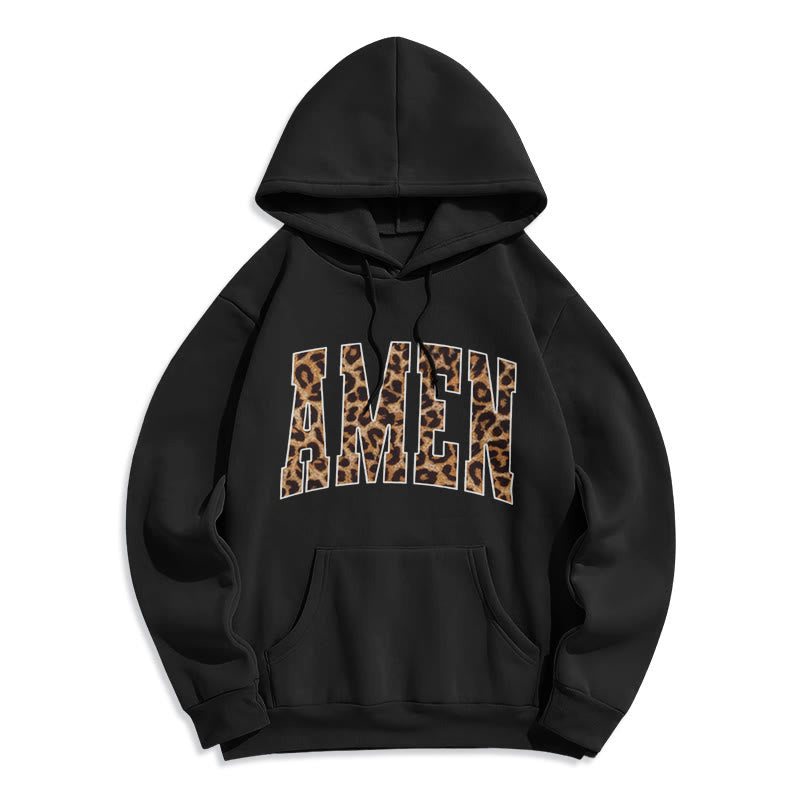 Christianartworkshop Sweat à capuche en polyester doublé polaire avec affirmation Amen - Noir - 2XL - image 7