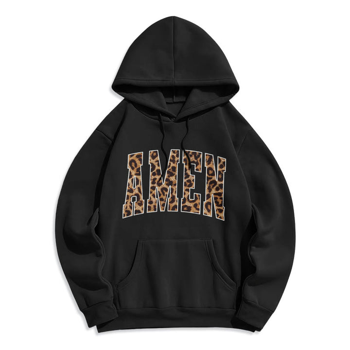Christianartworkshop Sweat à capuche en polyester doublé polaire avec affirmation Amen - Noir - 2XL - image 7