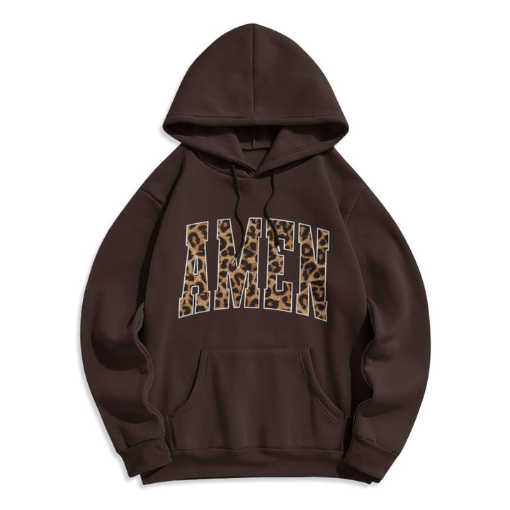 Christianartworkshop Sweat à capuche en polyester doublé polaire avec affirmation Amen - Brun - 2XL - image 6