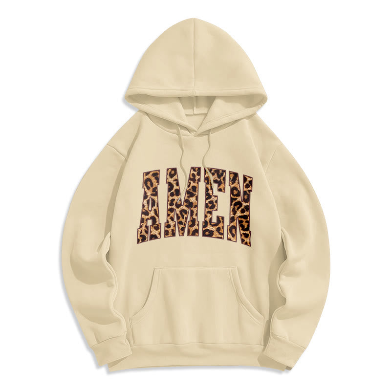 Christianartworkshop Sweat à capuche en polyester doublé polaire avec affirmation Amen - Beige - 2XL - image 4