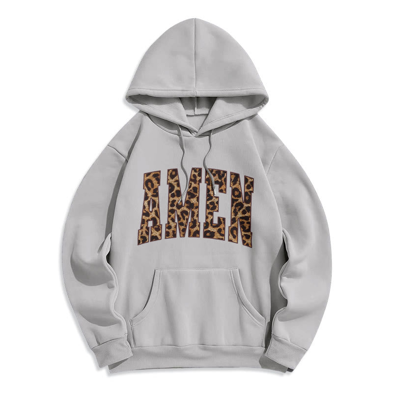 Christianartworkshop Sweat à capuche en polyester doublé polaire avec affirmation Amen - Gris - 2XL - image 0