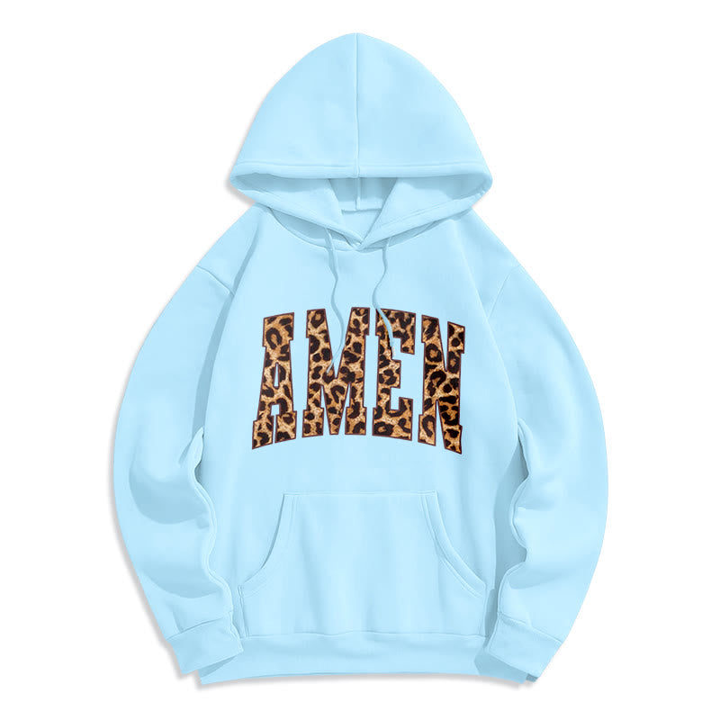 Christianartworkshop Sweat à capuche en polyester doublé polaire avec affirmation Amen - Bleu - 2XL - image 3
