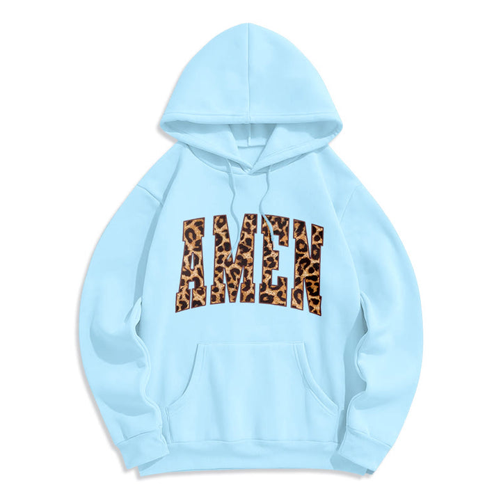 Christianartworkshop Sweat à capuche en polyester doublé polaire avec affirmation Amen - Bleu - 2XL - image 3