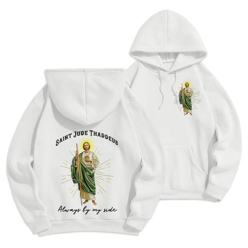 Christianartworkshop St. Jude Toujours à mes côtés Sweat à capuche en polyester doublé polaire - Blanc - 2XL - image 3
