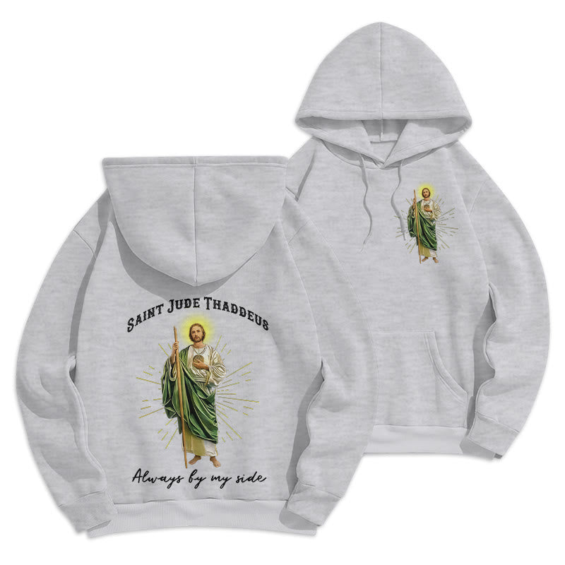 Christianartworkshop St. Jude Toujours à mes côtés Sweat à capuche en polyester doublé polaire - Gris - 2XL - image 6